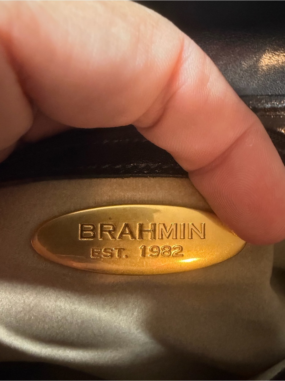 Brahmin Croc-Embossed Shoulder Bag in Brown and Black - Picture 6 of 9